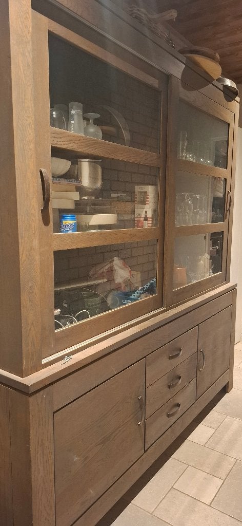 Vitrine kast, Ophalen, Minder dan 50 cm, Met lade(s), 200 cm of meer
