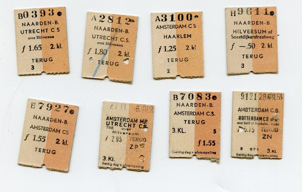 treinkaartjes 1956-1957, Ophalen of Verzenden, Gebruikt, Trein, Overige typen
