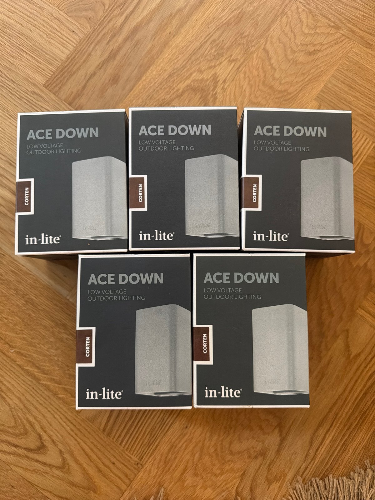 Inlite Ace Down Rose Corten (3x) - Nieuw in doos, Tuin en Terras, Buitenverlichting, Staal, Minder dan 50 watt, Wandlamp, Nieuw