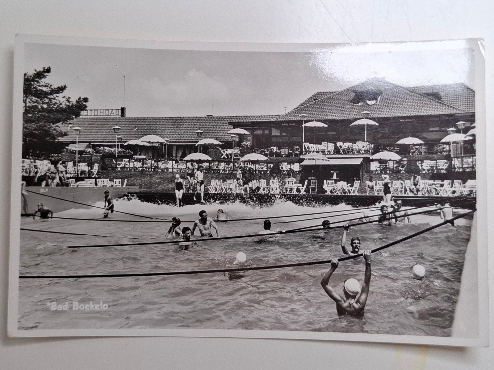 "Bad" Boekelo. Zwembad. 1957. Echte foto., Ophalen of Verzenden, 1940 tot 1960, Gelopen, Overijssel