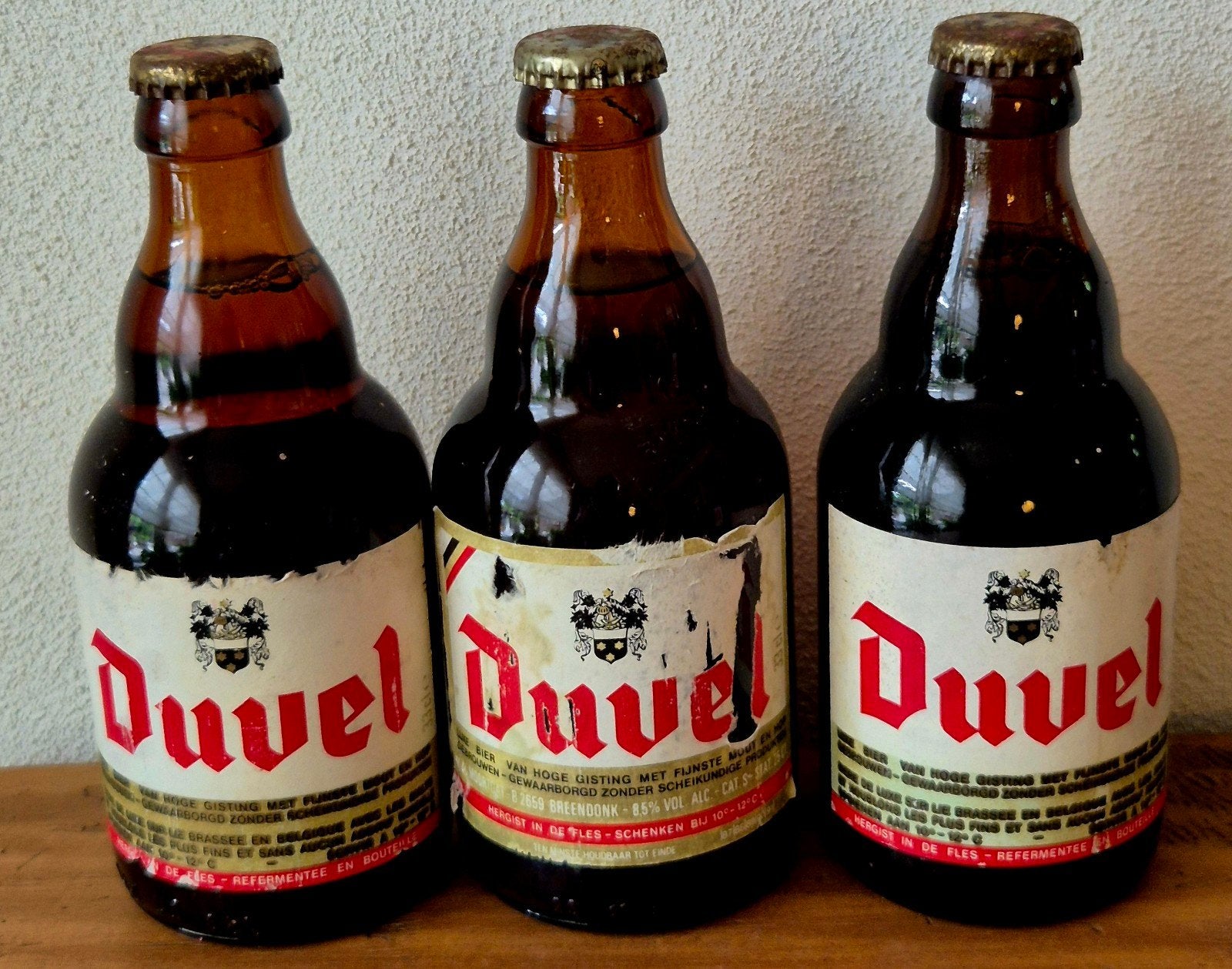 1987 3 flessen DUVEL speciaal bier BREENDONK 8,5%, Verzamelen, Ophalen of Verzenden, Zo goed als nieuw, Flesje(s), Duvel