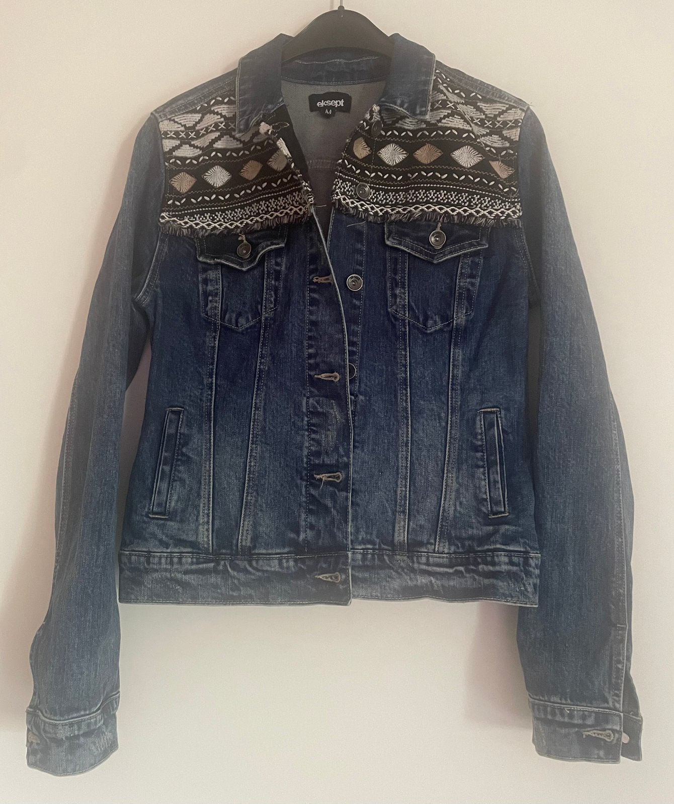 Jeans jasje Boho/Ibiza stijl maat M, Verzenden, Zo goed als nieuw, Maat 38/40 (M), Blauw