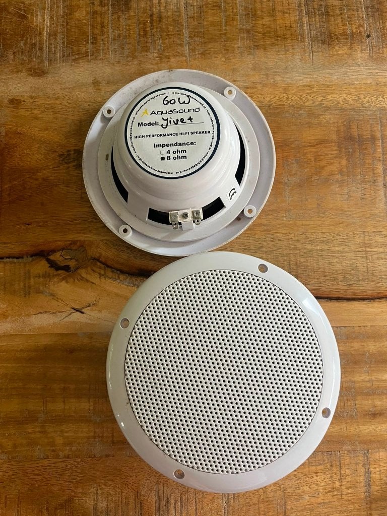 AquaSound waterdichte inbouw speakers 60W set van 2, Audio, Tv en Foto, Luidsprekers, Ophalen, Gebruikt, 60 tot 120 watt, Overige merken