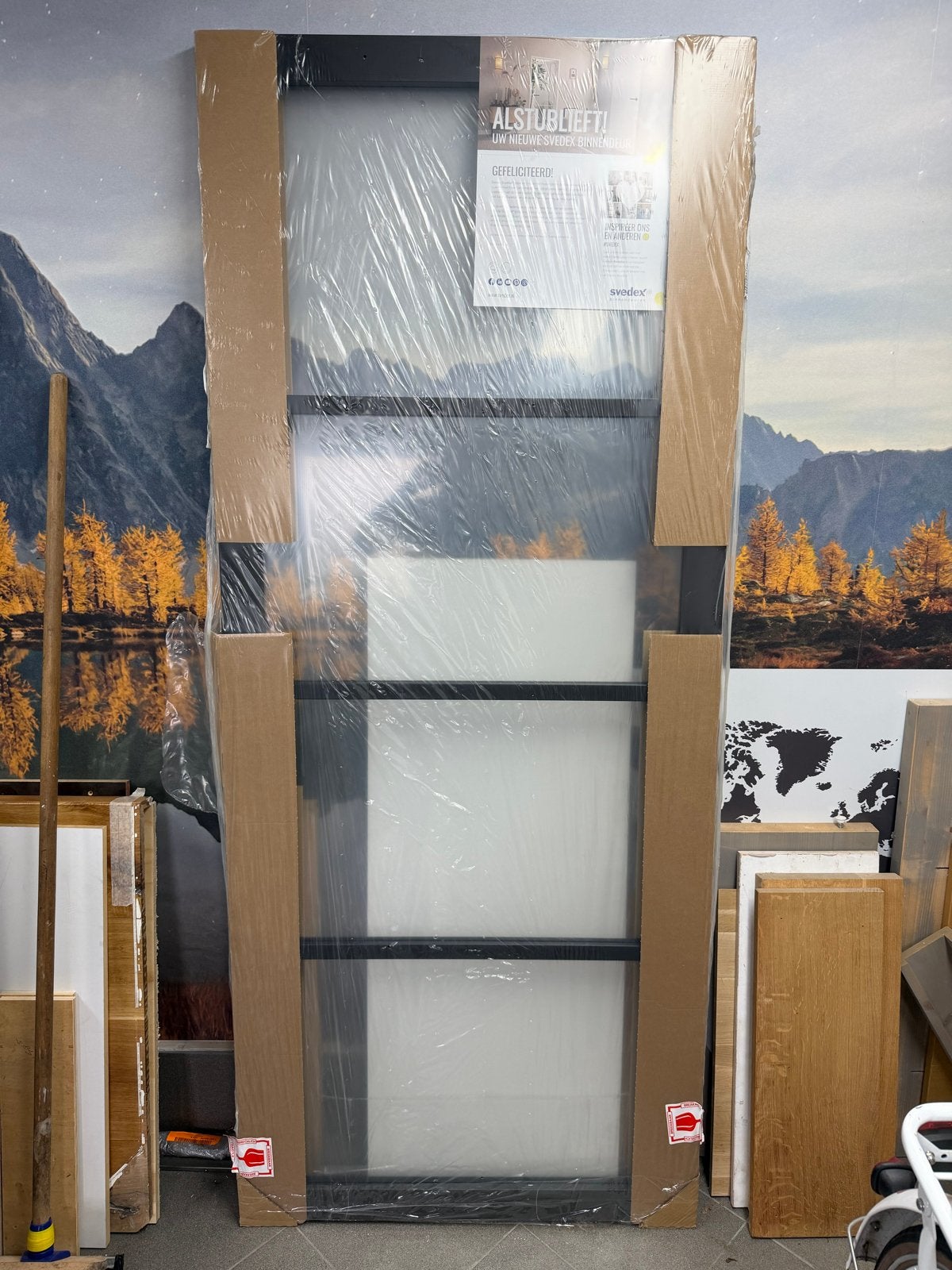 Svedex Binnendeur Matzwart - Maatwerk met Blank Glas, Ophalen, 80 tot 100 cm, Binnendeur, Minder dan 200 cm