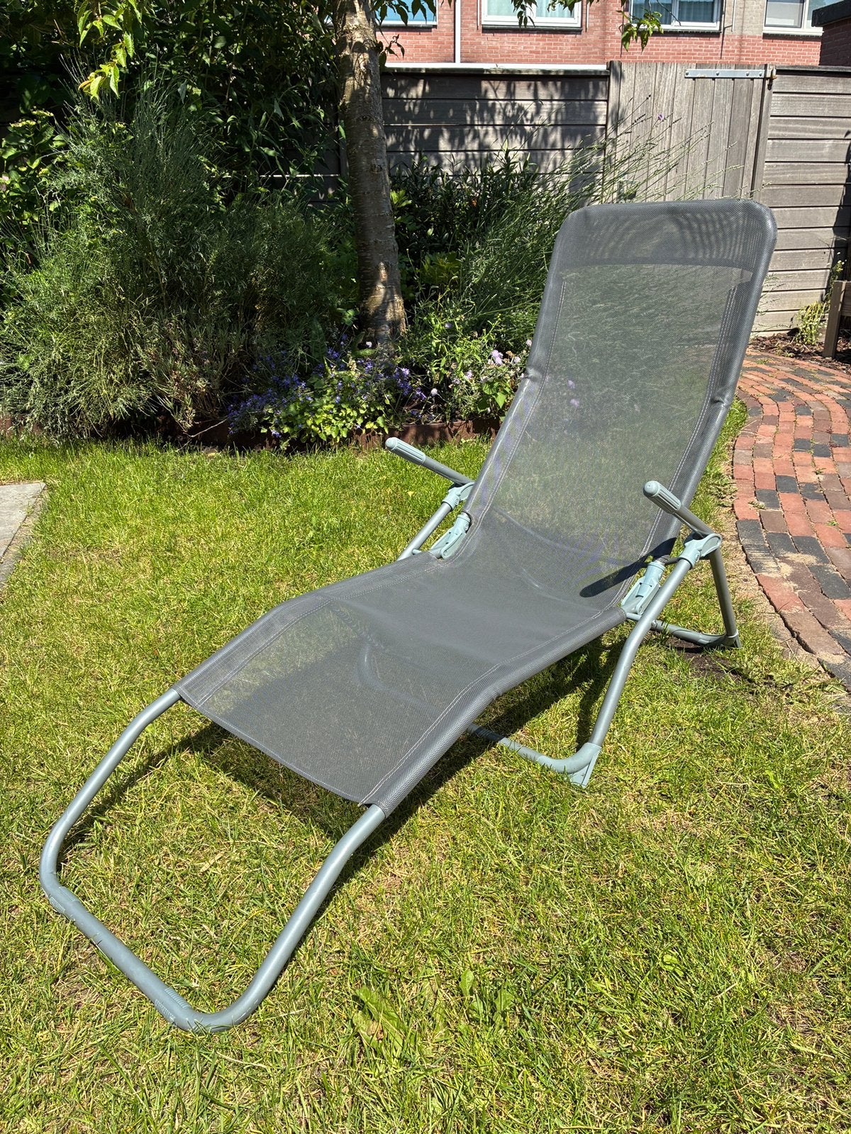 NIEUW! Aluminium zit- / ligstoel inklapbaar grijs, Tuin en Terras, Tuinstoelen, Ophalen, Nieuw, Aluminium, Inklapbaar