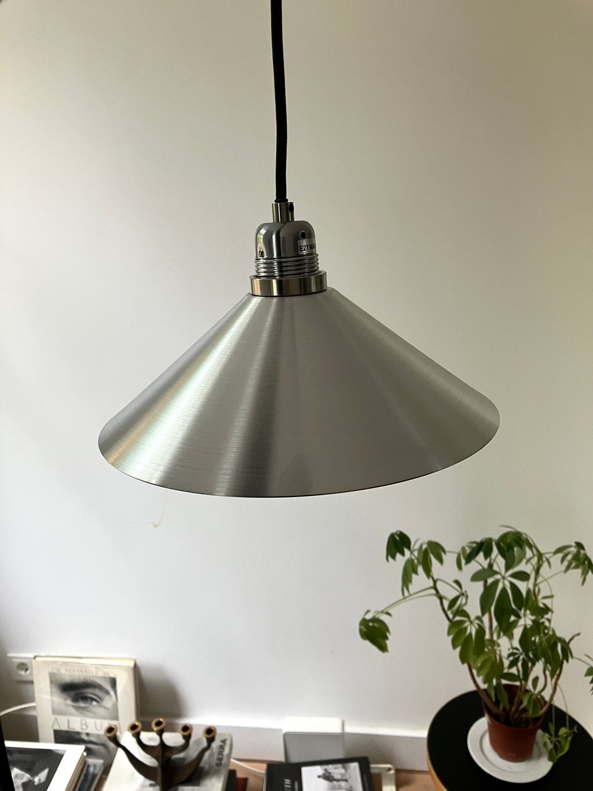 Frama aluminium / silver pendant cone lamp 25cm, Ophalen of Verzenden, Nieuw, Metaal, E27 (groot)