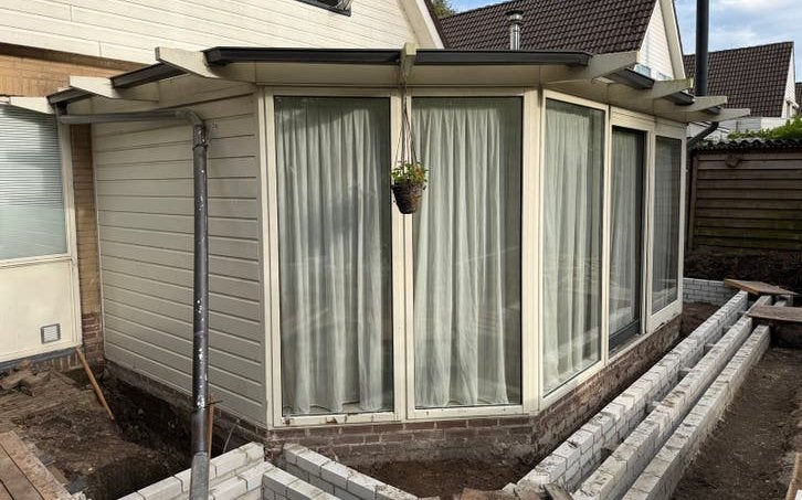 Serre / aanbouw hout met schuifdeur, Ophalen, 3 ramen of meer, 250 tot 500 cm, Overige typen