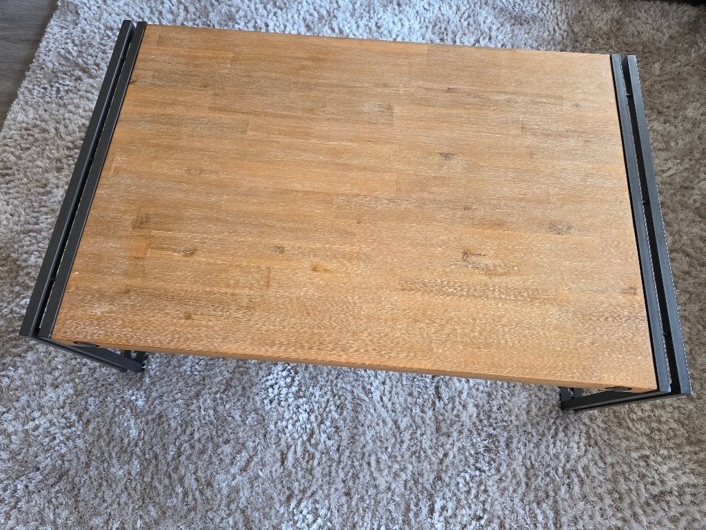 Houten metaal salontafel industrieel 110x70, 100 tot 150 cm, 50 tot 100 cm, Zo goed als nieuw, Ophalen