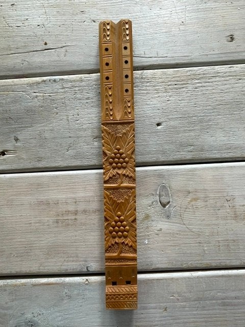 Vintage handgesneden houten dubbele fluit Dvojnice. Balkan, Muziek en Instrumenten, Ophalen, Zo goed als nieuw, Overige typen