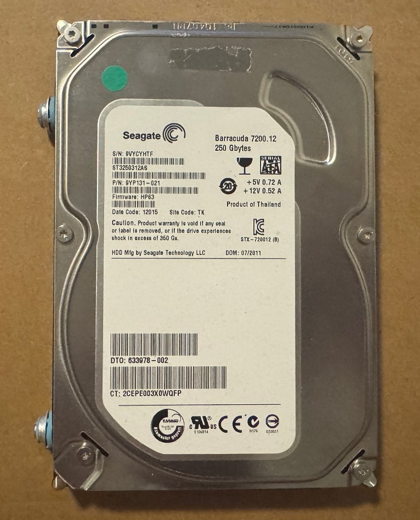 Seagate Barracuda 250GB HDD - Getest, Computers en Software, Harde schijven, Ophalen of Verzenden, Zo goed als nieuw, Desktop