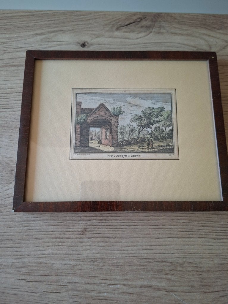 Gravure Out Poortje te Zeyst, Ingelijst, Stadsgezicht, Ophalen of Verzenden, Gravure