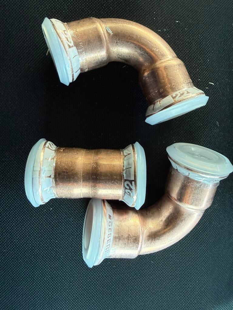 Geberit pers koppeling 22 mm nieuw, Ophalen of Verzenden, Nieuw, Koper, Overige typen