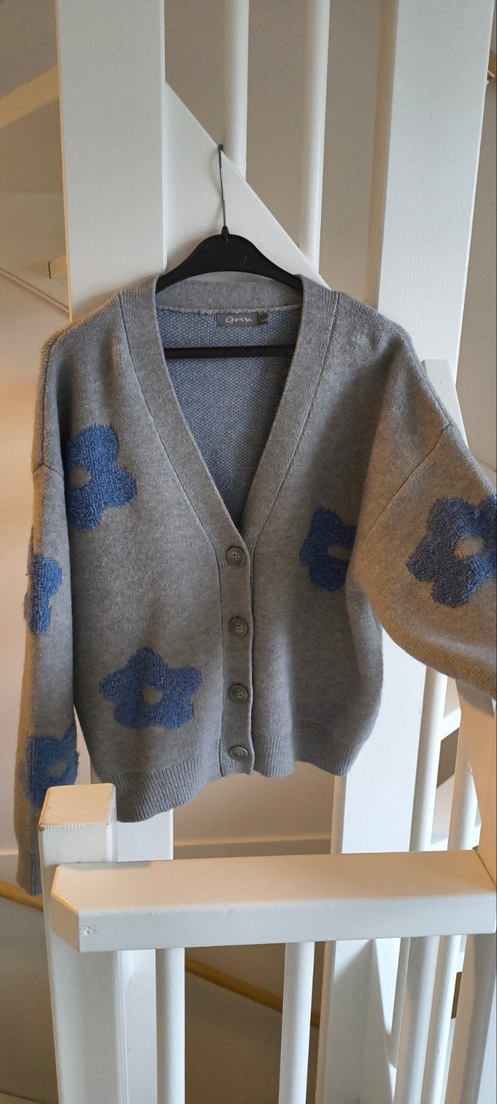 Geisha vest grijs met blauwe bloemen - Maat XL/42, Geisha, Maat 42/44 (L), Ophalen of Verzenden, Zo goed als nieuw