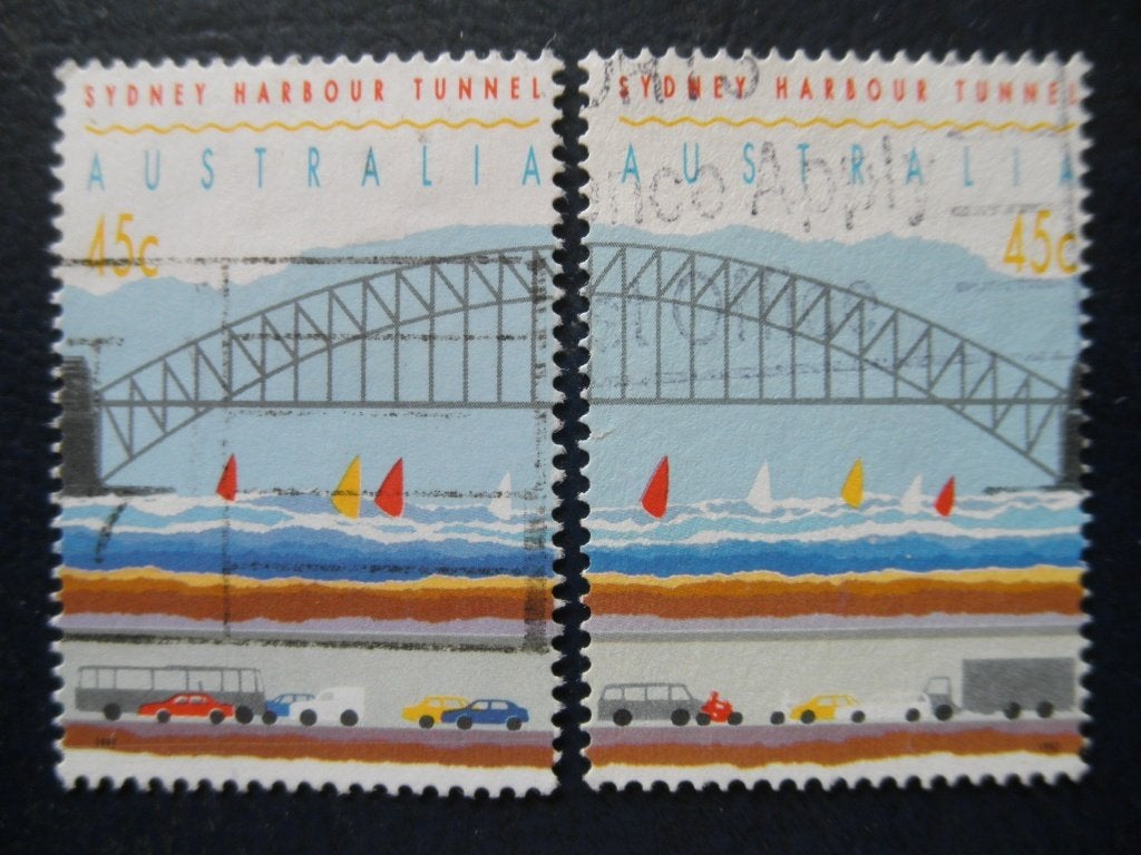 Postzegels Australië 1992 bruggen auto's windsurfen - cw 2,-, Ophalen of Verzenden, Gestempeld