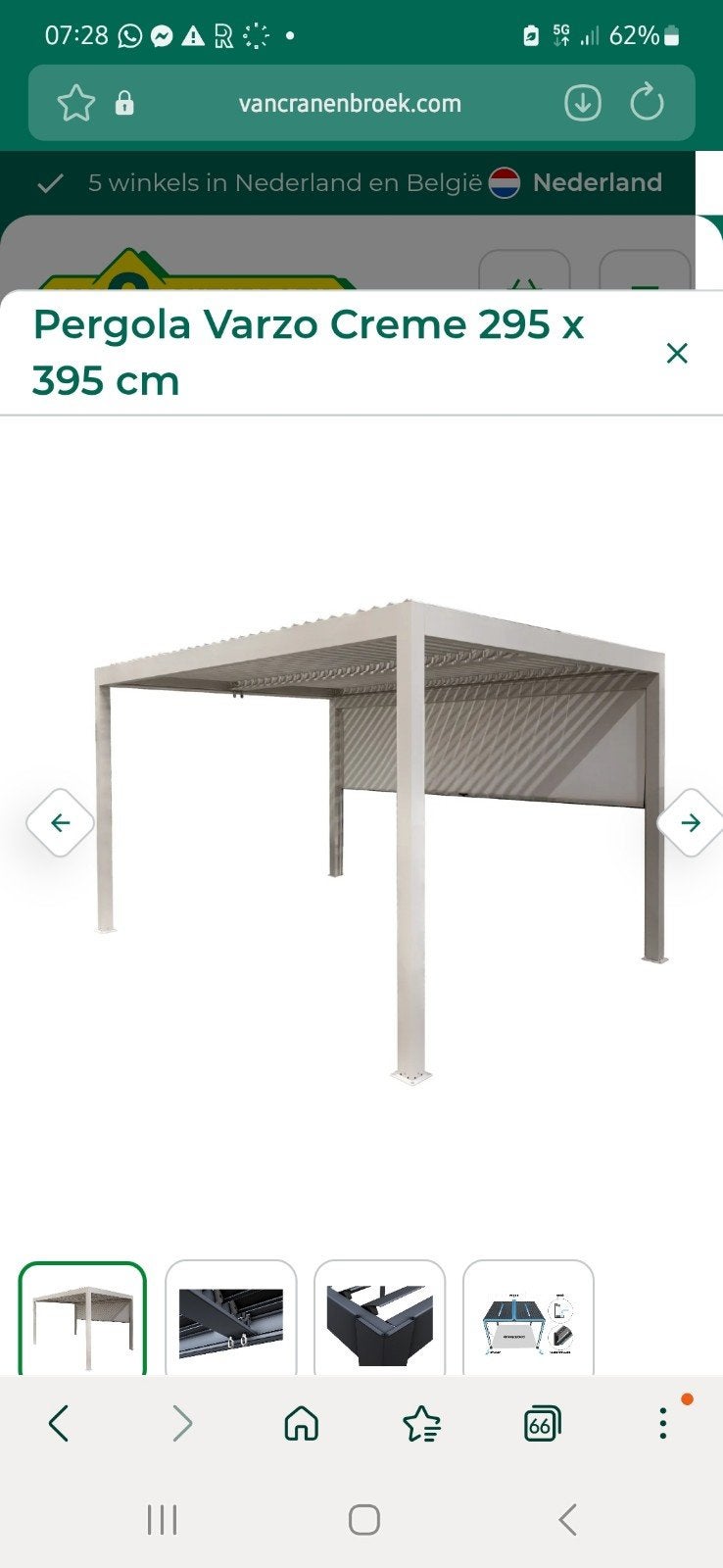 Pergola Varzo Creme 295 x 395 cm, Tuin en Terras, Ophalen, Nieuw, Tuinpaviljoen