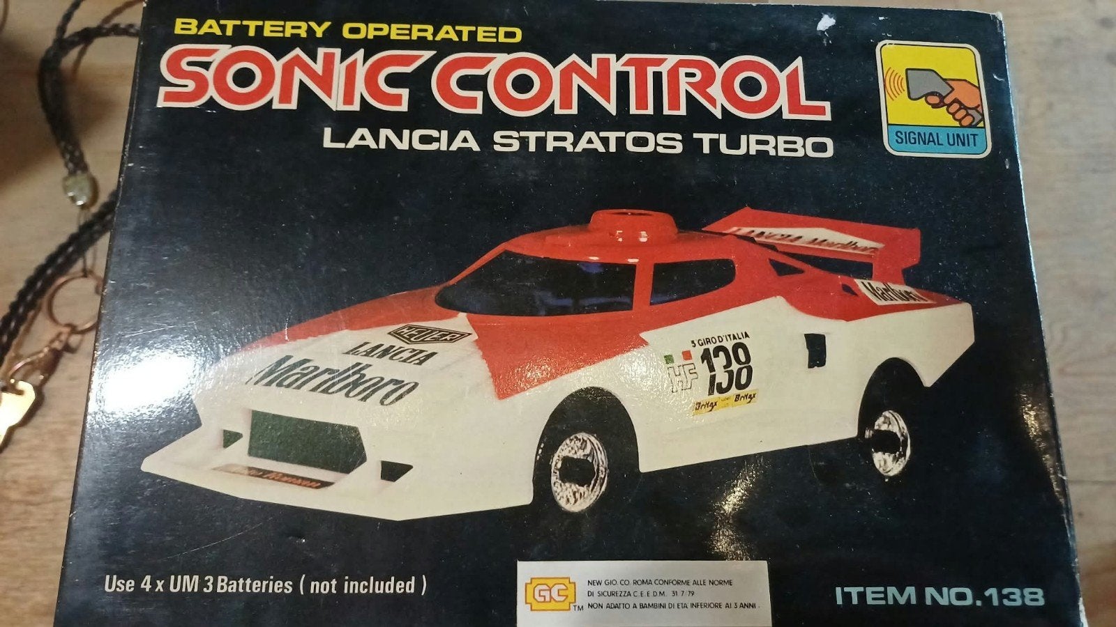 Vintage Lancia Stratos Turbo Sonic Control RC Auto. WD-18., Ophalen of Verzenden, Zo goed als nieuw, Afstandsbediening