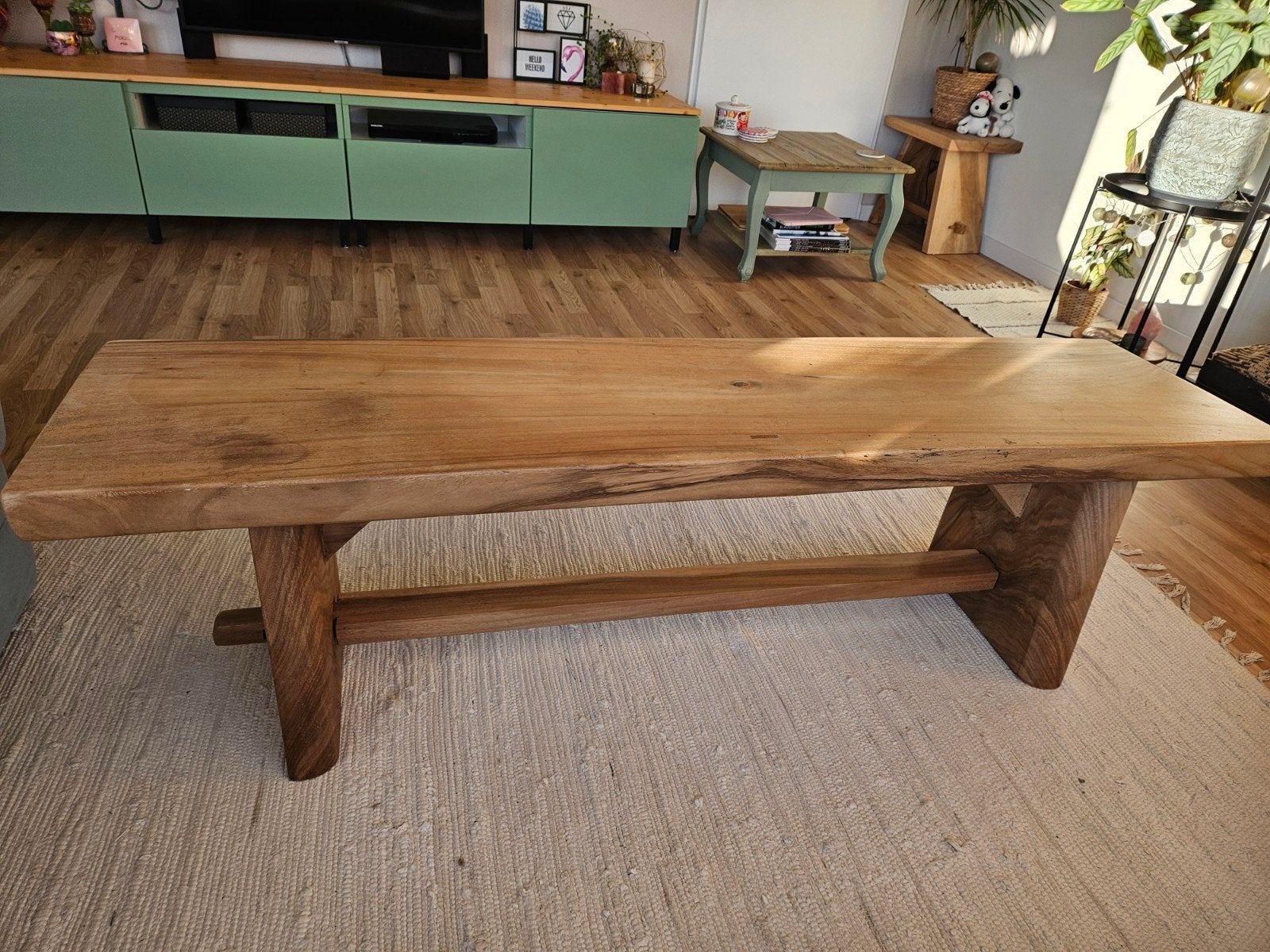 Mango Houten Bank 160x40x48 cm, Ophalen, Bruin, Eén