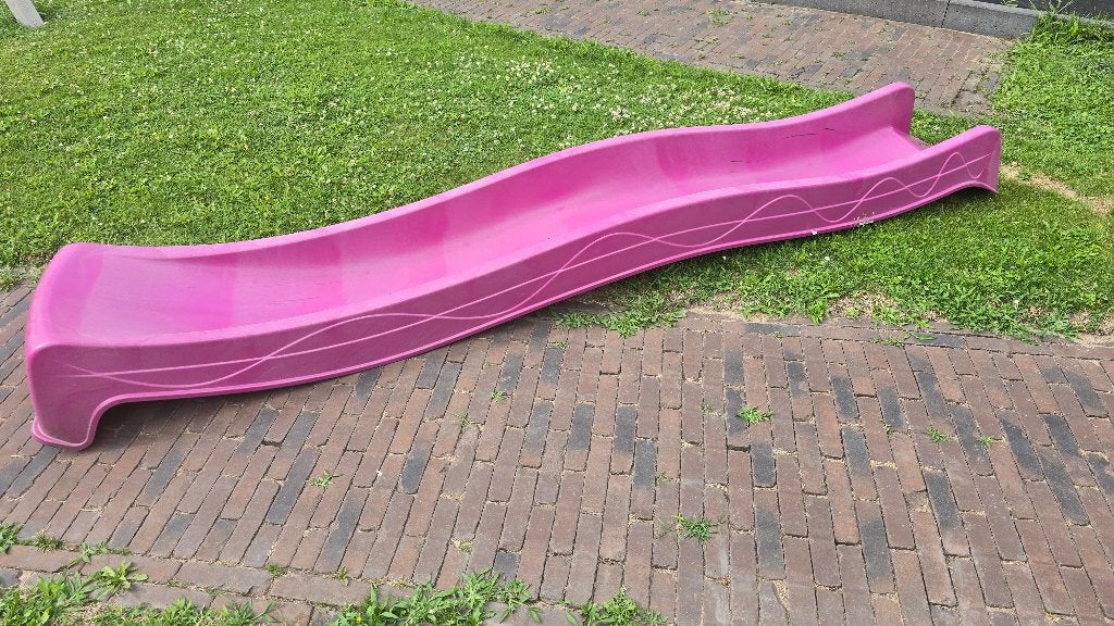 Glijbaan roze 3 meter, Kinderen en Baby's, Speelgoed | Buiten | Speeltoestellen, Ophalen, Zo goed als nieuw, Glijbaan