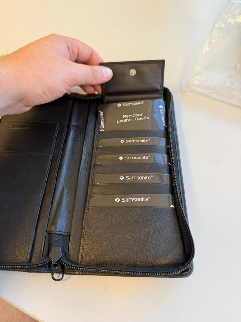 Samsonite Lederen Reisportemonnee Met Rits Zwart echt leer, Zwart, Nieuw, Ophalen of Verzenden, H