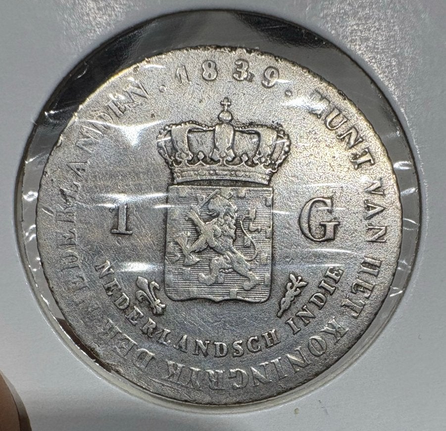 Zeldzame 1 Gulden 1839 Willem I Nederlands-Indië, 1 gulden, Zilver, Ophalen of Verzenden, Koning Willem I