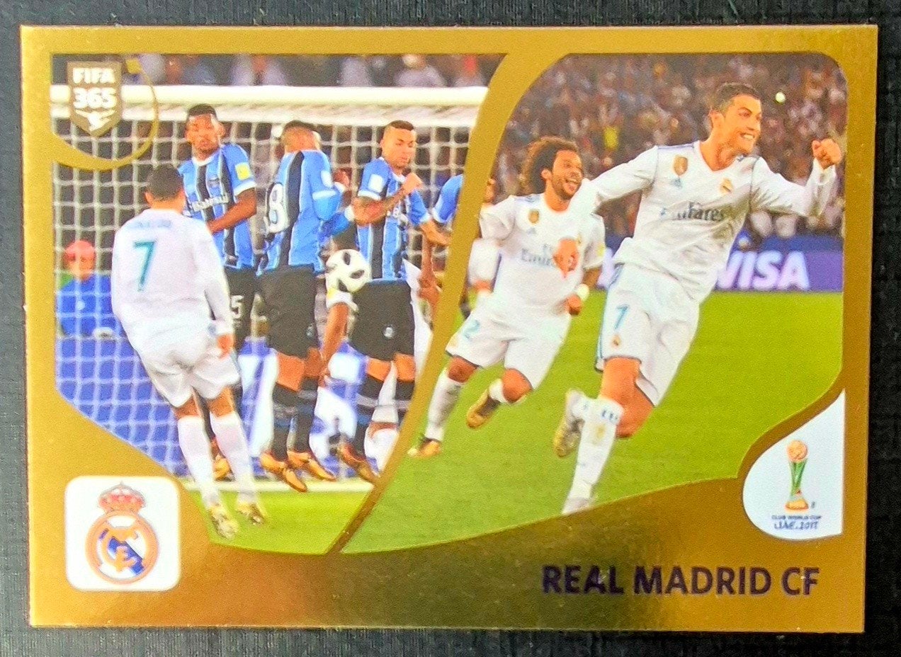 Panini Gold sticker Cristiano Ronaldo - Real Madrid, 16/17, Ophalen of Verzenden, Zo goed als nieuw, Buitenlandse clubs, Poster, Plaatje of Sticker