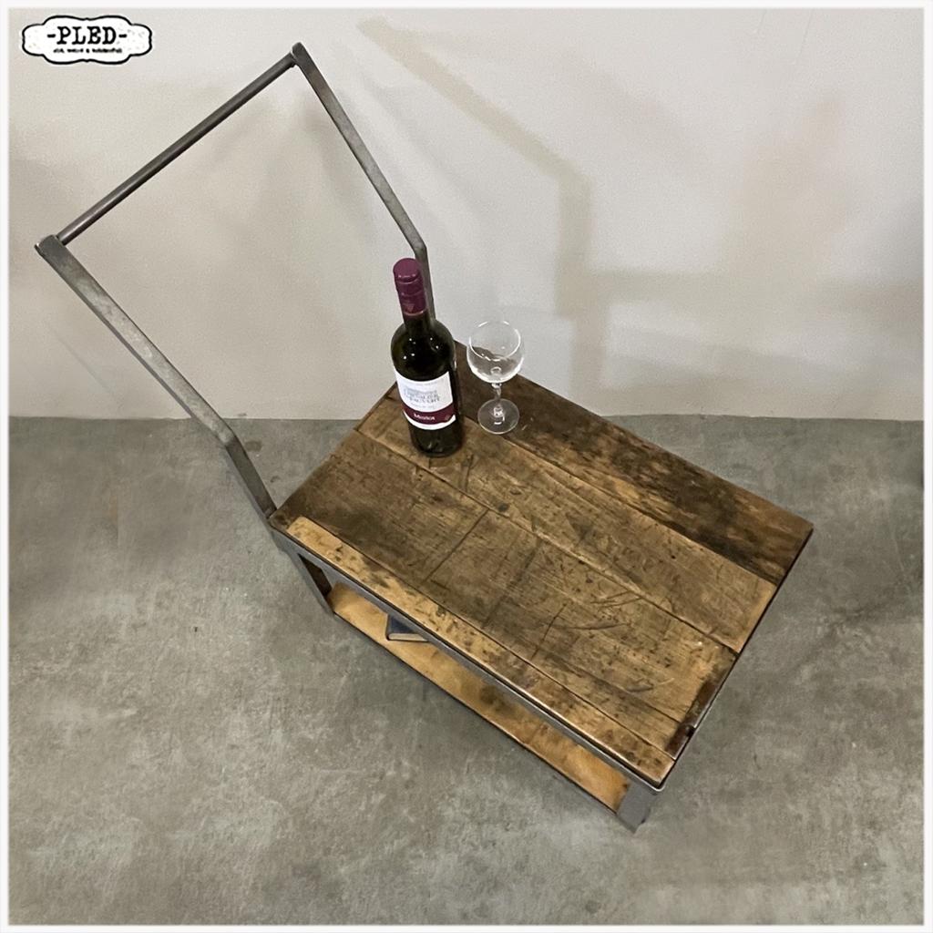 Oude fabriekstrolleys bijzettafels Tafeltje, Ophalen, Minder dan 45 cm, Minder dan 55 cm, Gebruikt