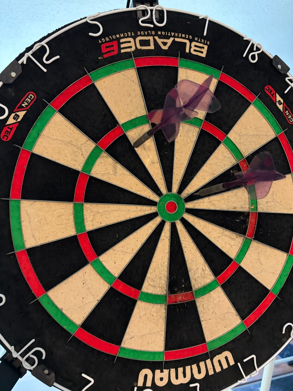 Winmau Blade 6 Dartbord met standaard en verlichting, Ophalen of Verzenden, Zo goed als nieuw, Dartbord met pijlen
