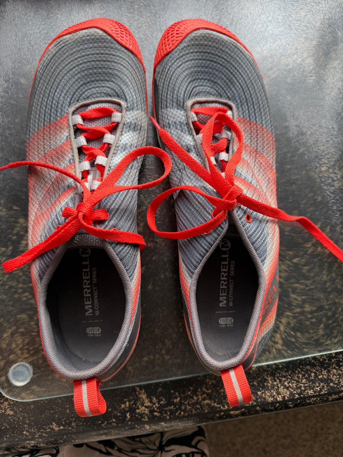 Merrell Vapor Glove 2  Maat 44 Grijs/Oranje, Verzenden, Gedragen, Overige kleuren, Sneakers of Gympen