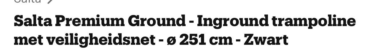 Salta Premium Ground veiligheidsnet - Ø 251 cm - Zwart, Ophalen, Nieuw