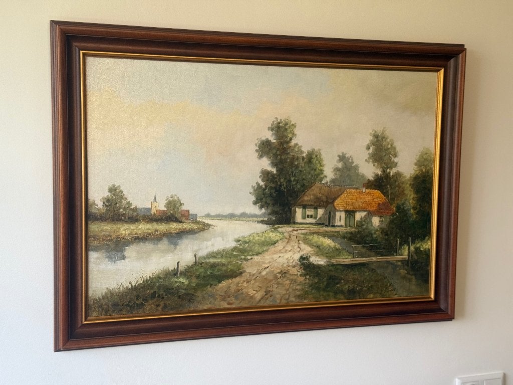 Olieverf Schilderij B.H. Slotman op Linnen Perfecte Staat, Antiek en Kunst, Ophalen of Verzenden