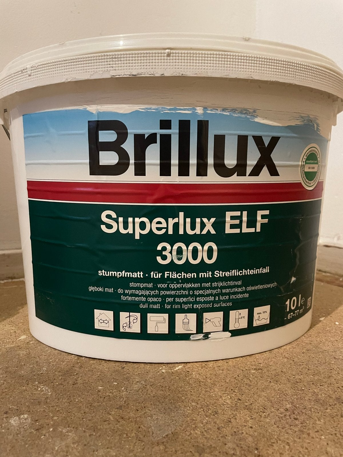 Brillux Superlux ELF 3000 Muurverf RAL 9010 - ca. 5 liter, Ophalen, Zo goed als nieuw, Overige typen