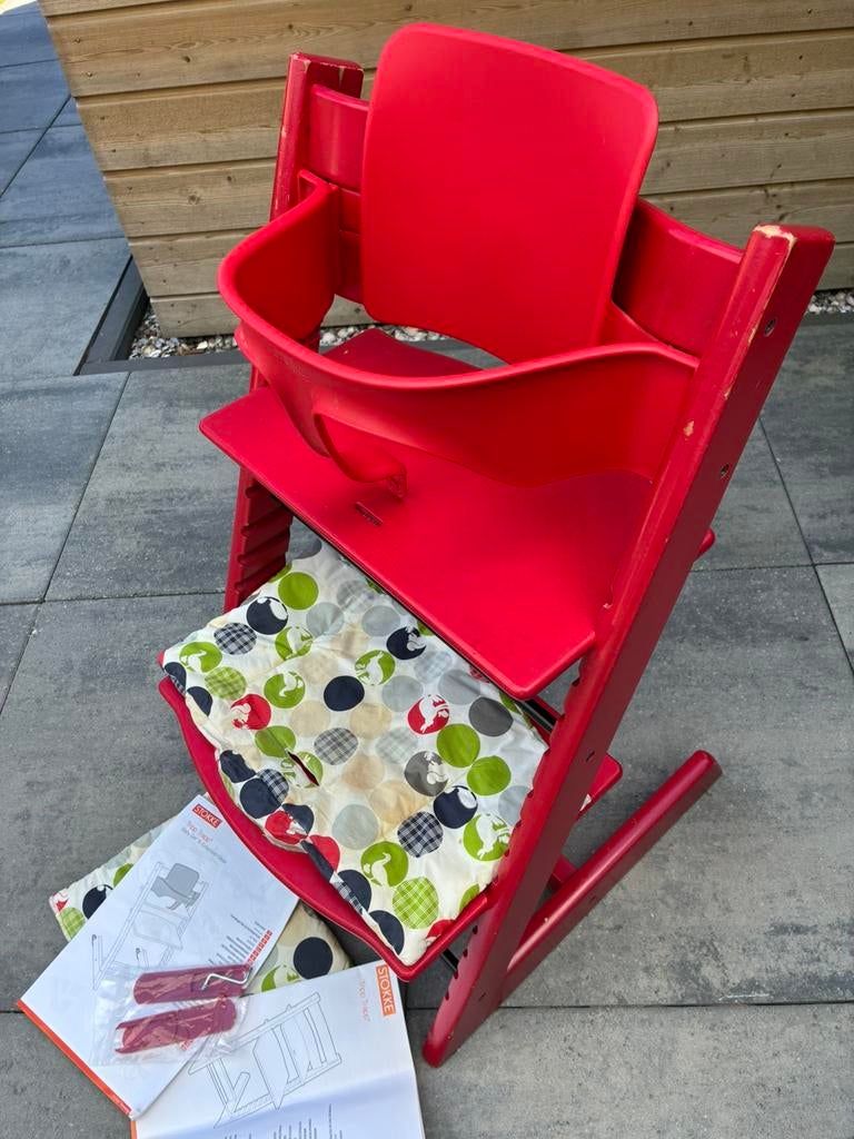Stokke Tripp Trapp compleet met babyset en kussentjes, Kinderen en Baby's, Kinderstoelen, Ophalen, Gebruikt, Meegroeistoel, Stoelverkleiner