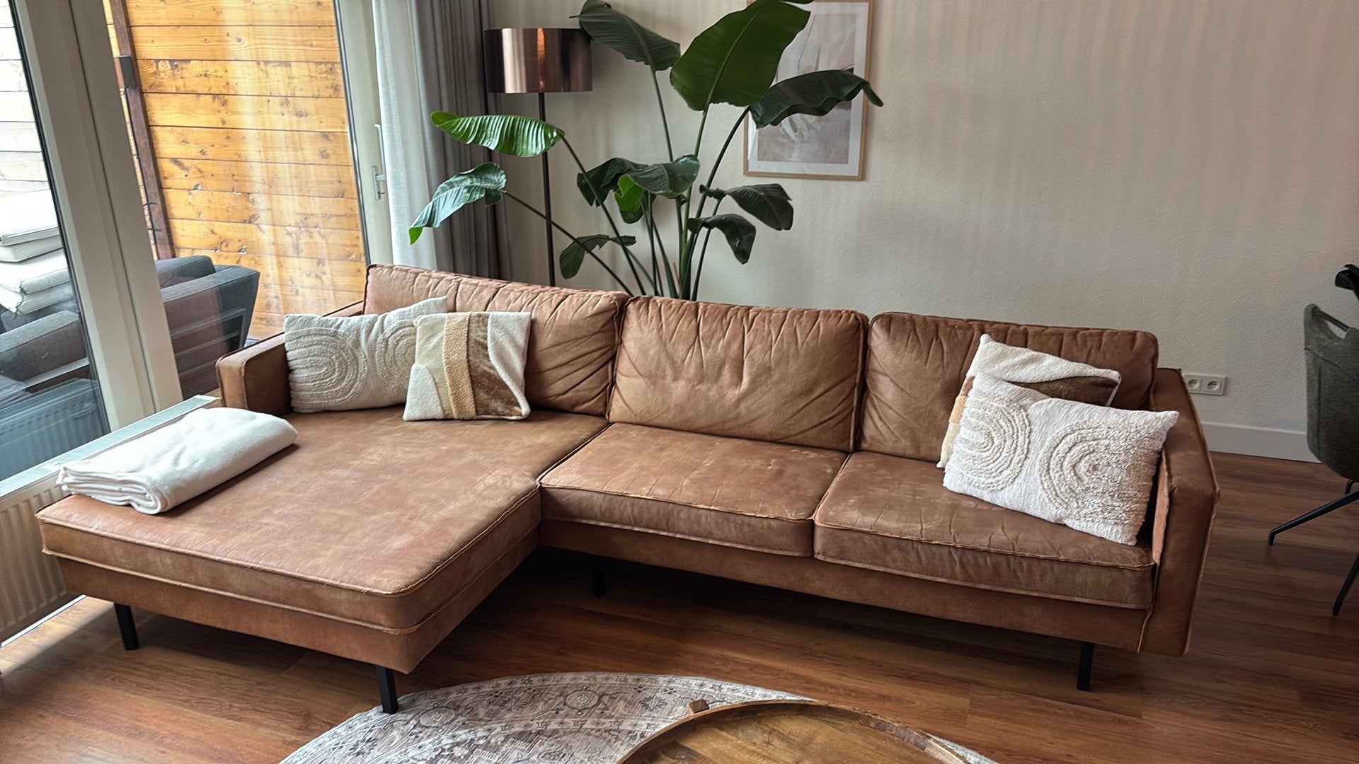 WOOOD Rodeo Chaise Longue Links - Eco-leder - Cognac, Ophalen, Gebruikt, 300 cm of meer, 150 cm of meer