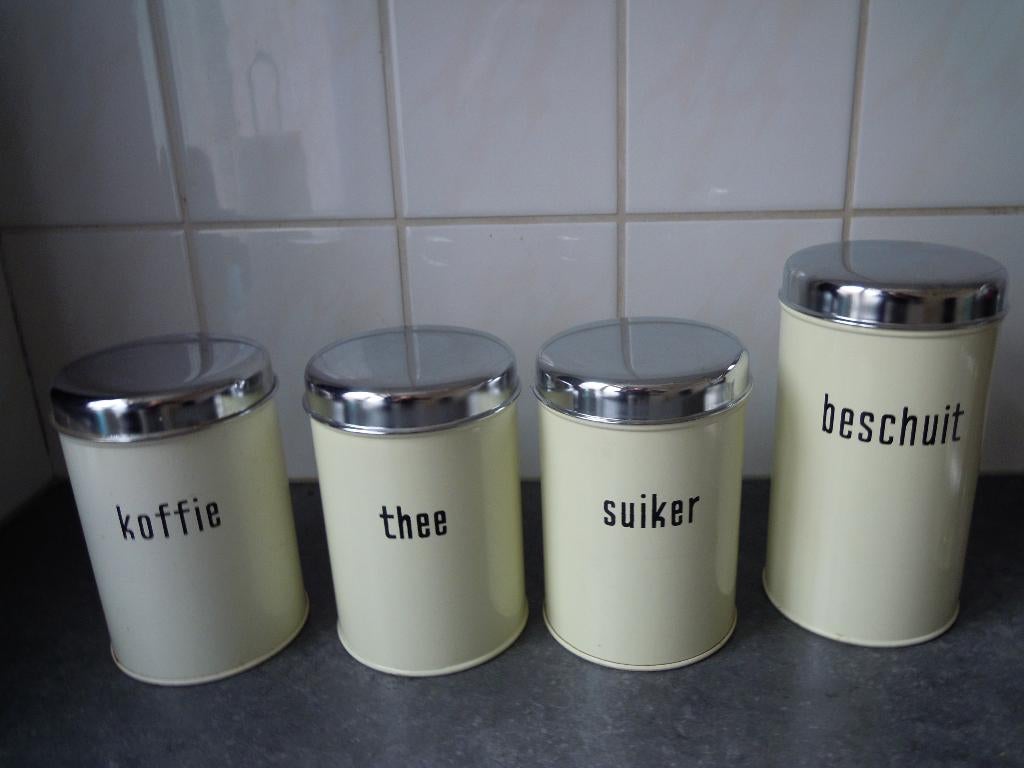 4 Brabantia voorraadbussen jaren 60 70, Ophalen of Verzenden