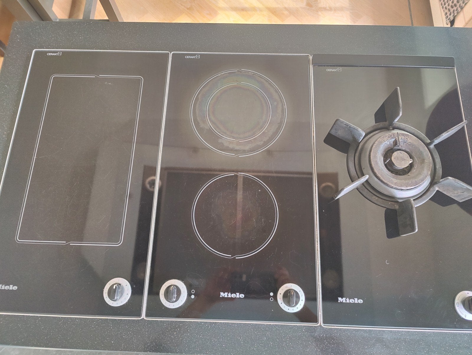 Miele kookplaat modules: gas, keramisch en grill, Witgoed en Apparatuur, Kookplaten, Gebruikt, Inbouw, Gas, 4 kookzones