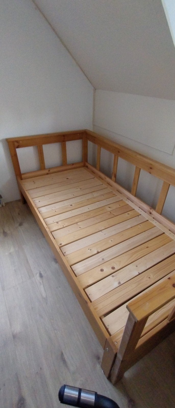Uitschuifbaar grenen bed 90x200 (2x), Ophalen, 90 cm, Bruin, 200 cm