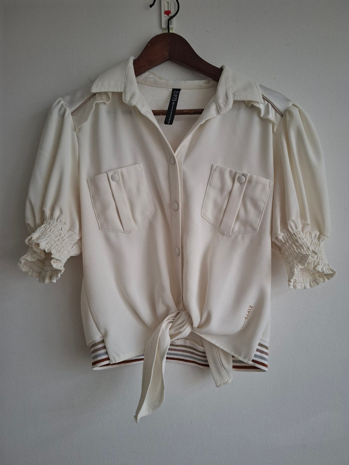 ZIP73 Knoop blouse maat 36, ZIP73, Wit, Ophalen of Verzenden, Zo goed als nieuw