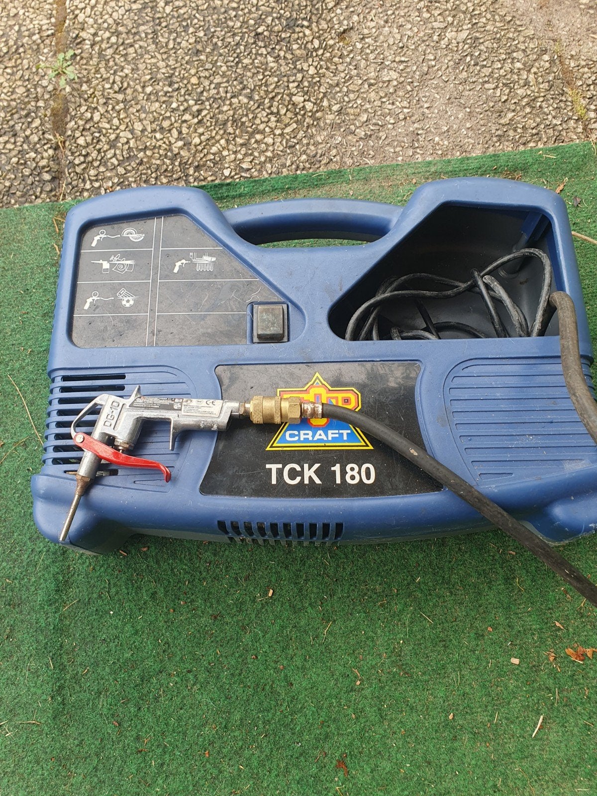 Topcraft TCK 180 Compressor - Compact en Draagbaar, Doe-het-zelf en Verbouw, Compressors, Ophalen, Gebruikt, 6 tot 10 bar, Minder dan 200 liter/min