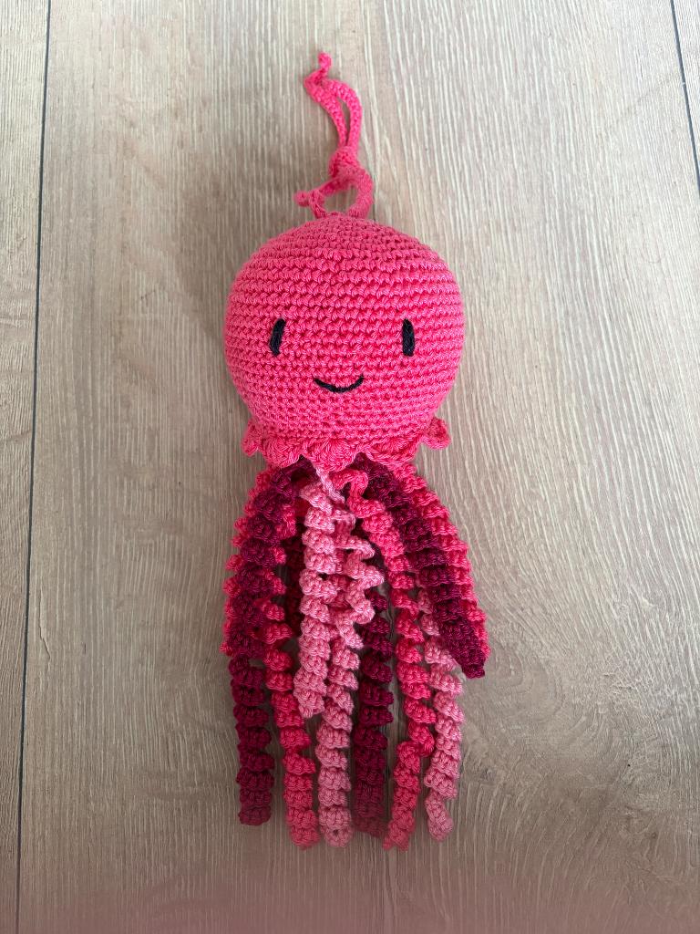 Octopus Jellyfish crochet knuffel baby kado/ kraamcadeau, Nieuw, Ophalen of Verzenden, Middelgroot (20 tot 80 cm), Roze