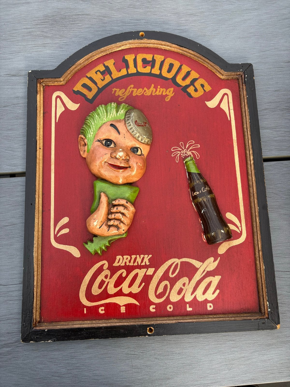 Vintage Coca-Cola reclamebord met 3D-effect, Antiek en Kunst, Ophalen of Verzenden