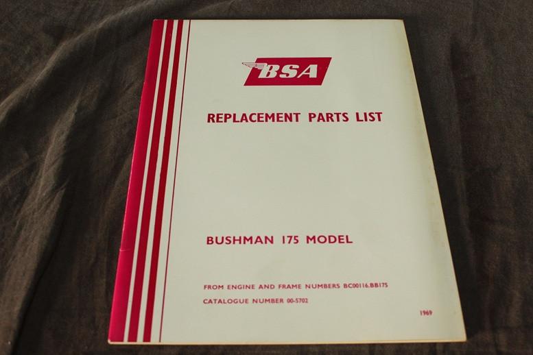 BSA Bushman 175 1969 motorcycle parts list, Ophalen of Verzenden, Overige merken