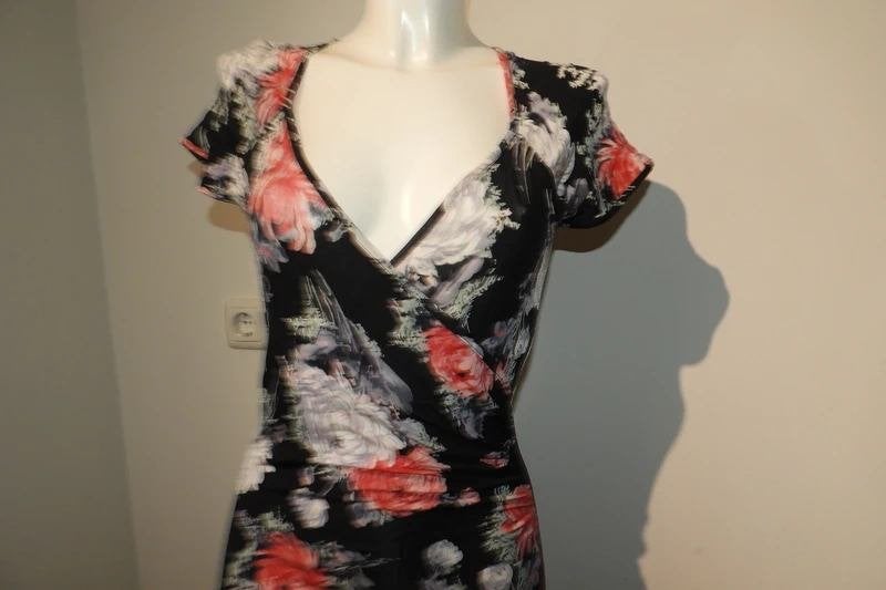 King Louie stretch jurk bloemen corsage print kleur S, Verzenden, Zwart, King Louie, Maat 36 (S)
