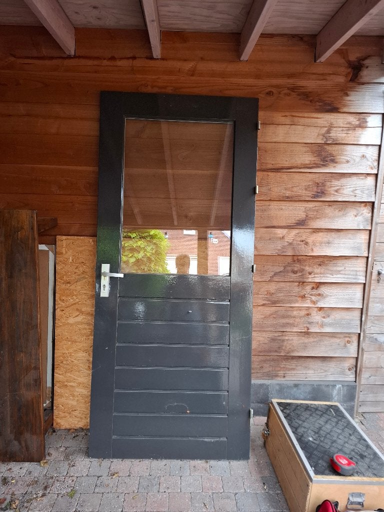 Hardhouten deur, Ophalen, Gebruikt, 80 tot 100 cm, Buitendeur