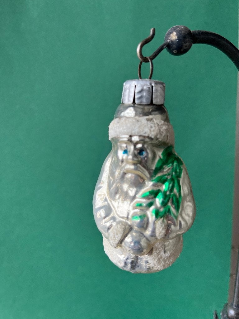 Oude zilveren glazen kerstbal (nr 63): kerstman, Gebruikt, ., Ophalen of Verzenden, .