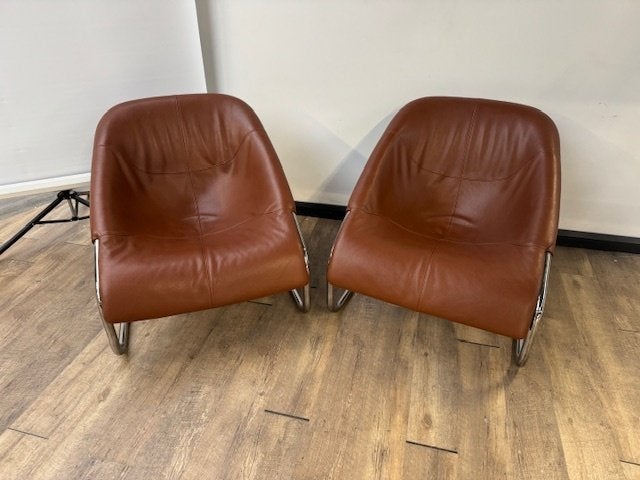 Minotti Cortina lounge stoel, Ophalen, Bruin, Eén