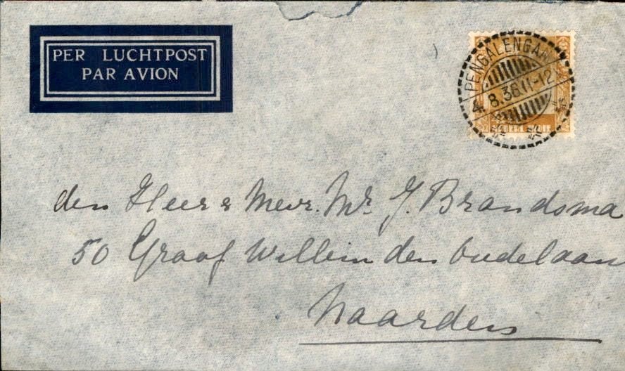 Nederlands Indië - Pengalengan Stempel - Naarden - 1936, Verzenden, Envelop