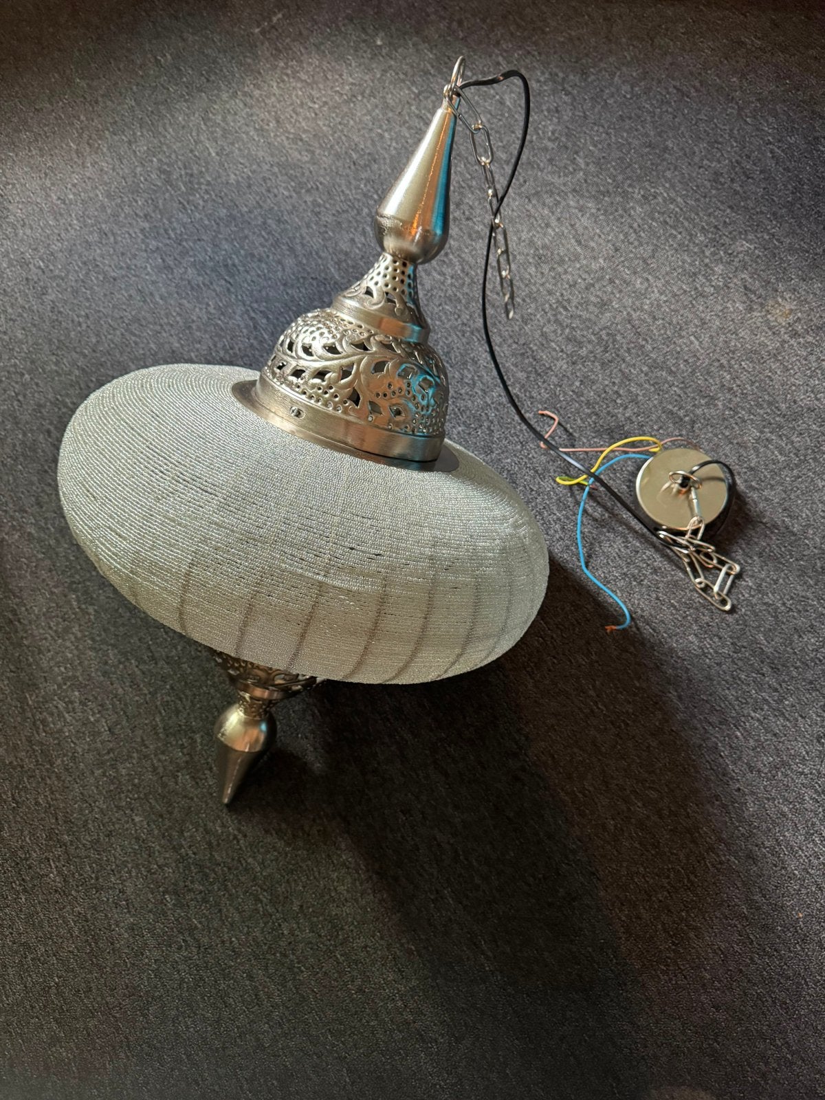 Oosterse hanglamp met zilverkleurige details, Ophalen, Gebruikt, Metaal