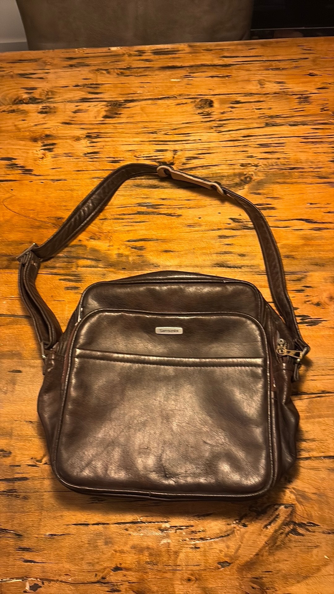 Vintage samsonite tas leer, Overige merken, Gebruikt, Bruin, Ophalen of Verzenden