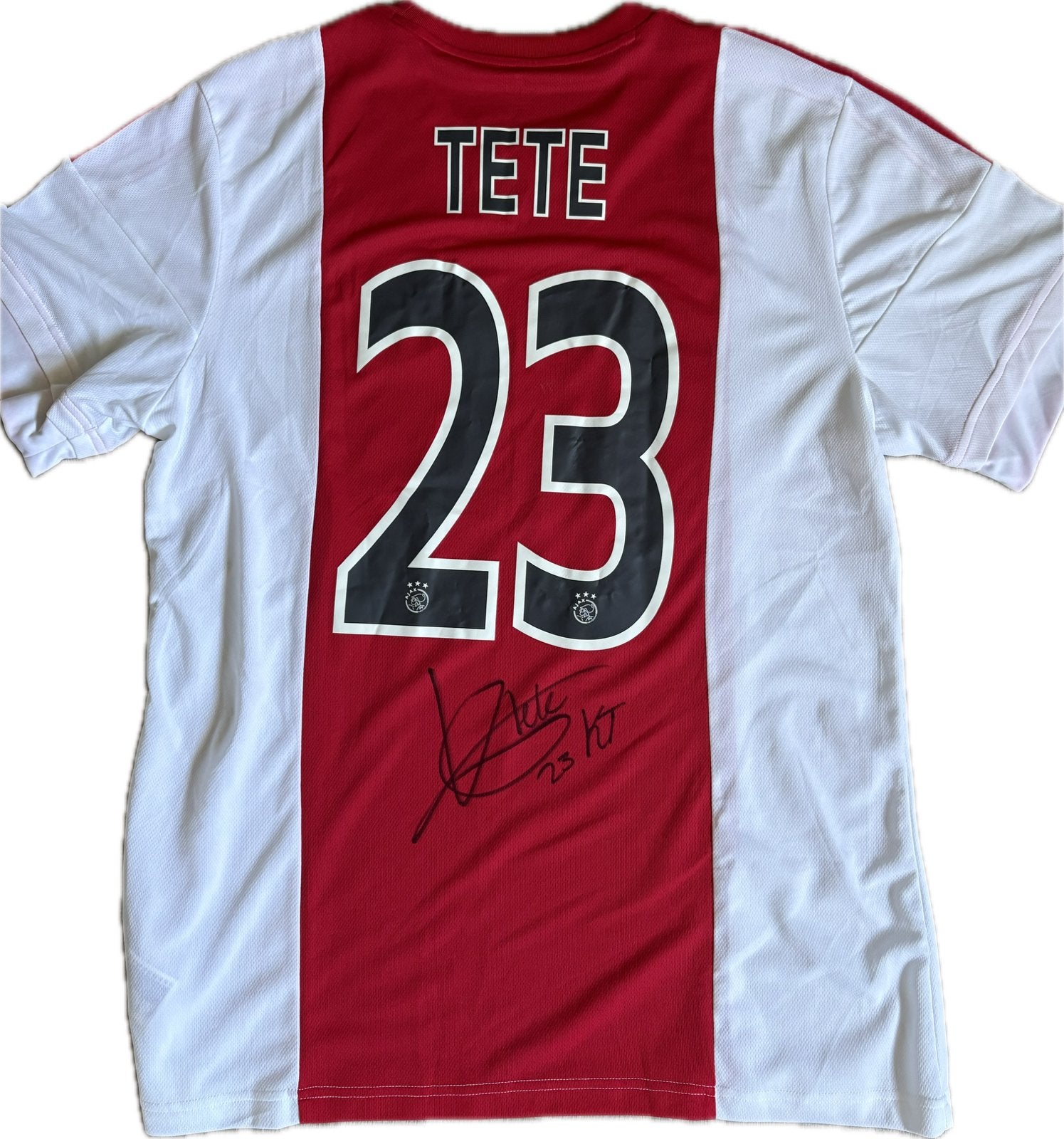 Gesigneerd Ajax shirt Kenny Tete, Maat L, Ophalen of Verzenden, Zo goed als nieuw, Shirt
