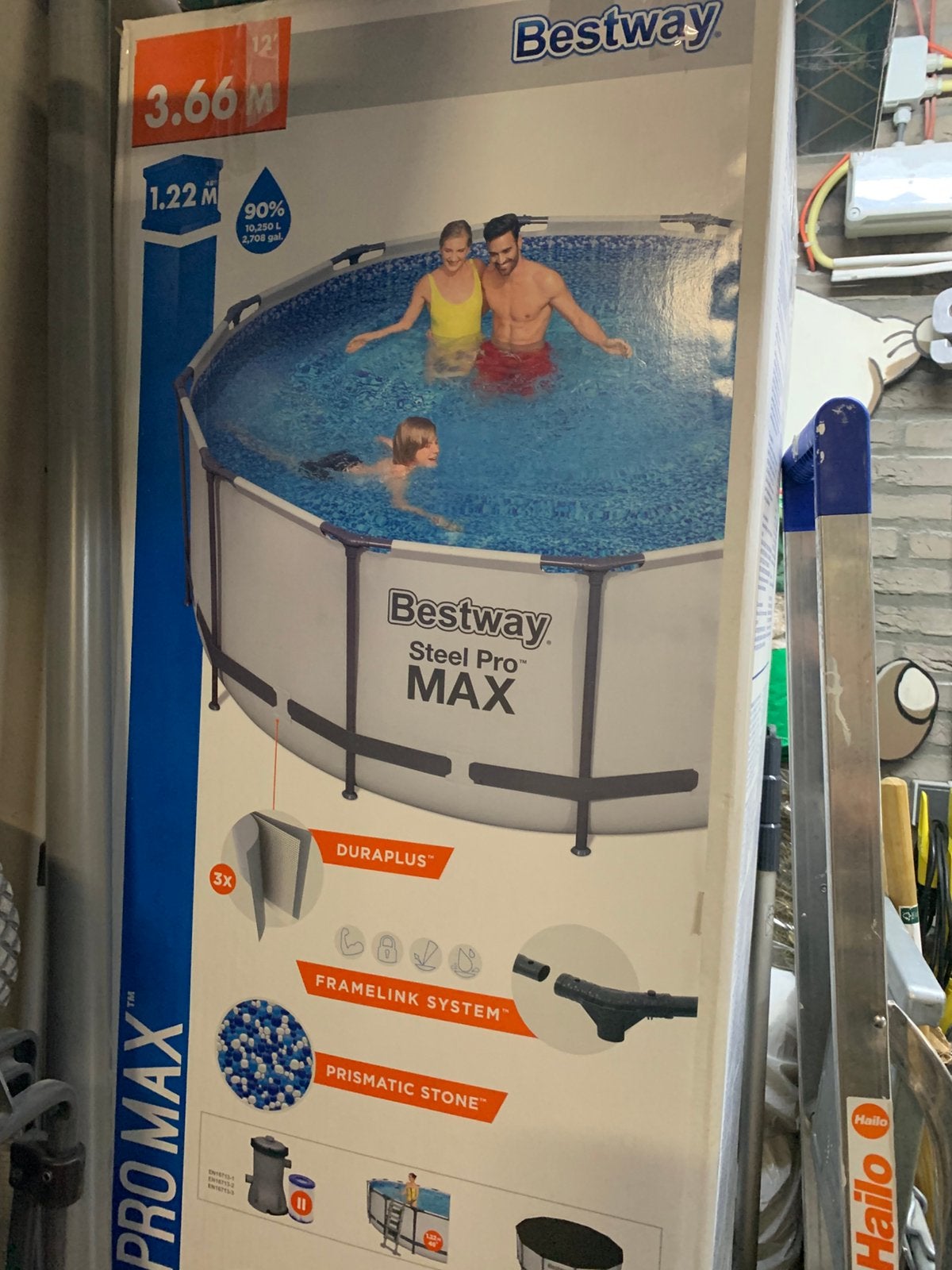 Bestway Steelpro Max 3.66 x 1.22 incl. toebehoren, Tuin en Terras, Gebruikt, Rond, 300 cm of meer, Opzetzwembad
